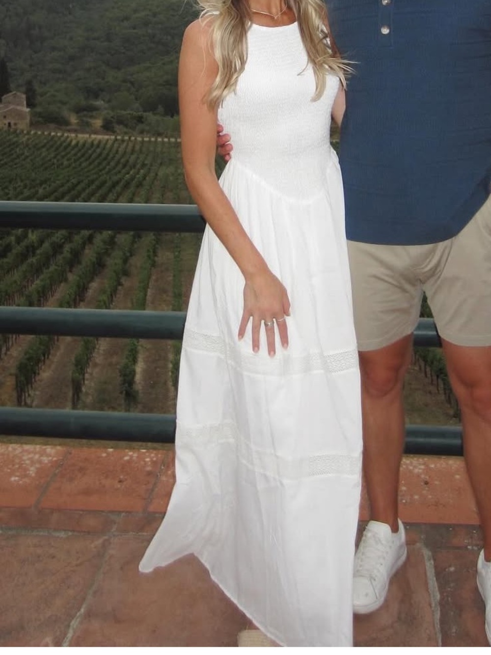 Selfie Leslie White Maxi Dress with Textured Bodice